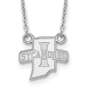 10k White Gold Indiana State Small Sycamores Pendant Necklace